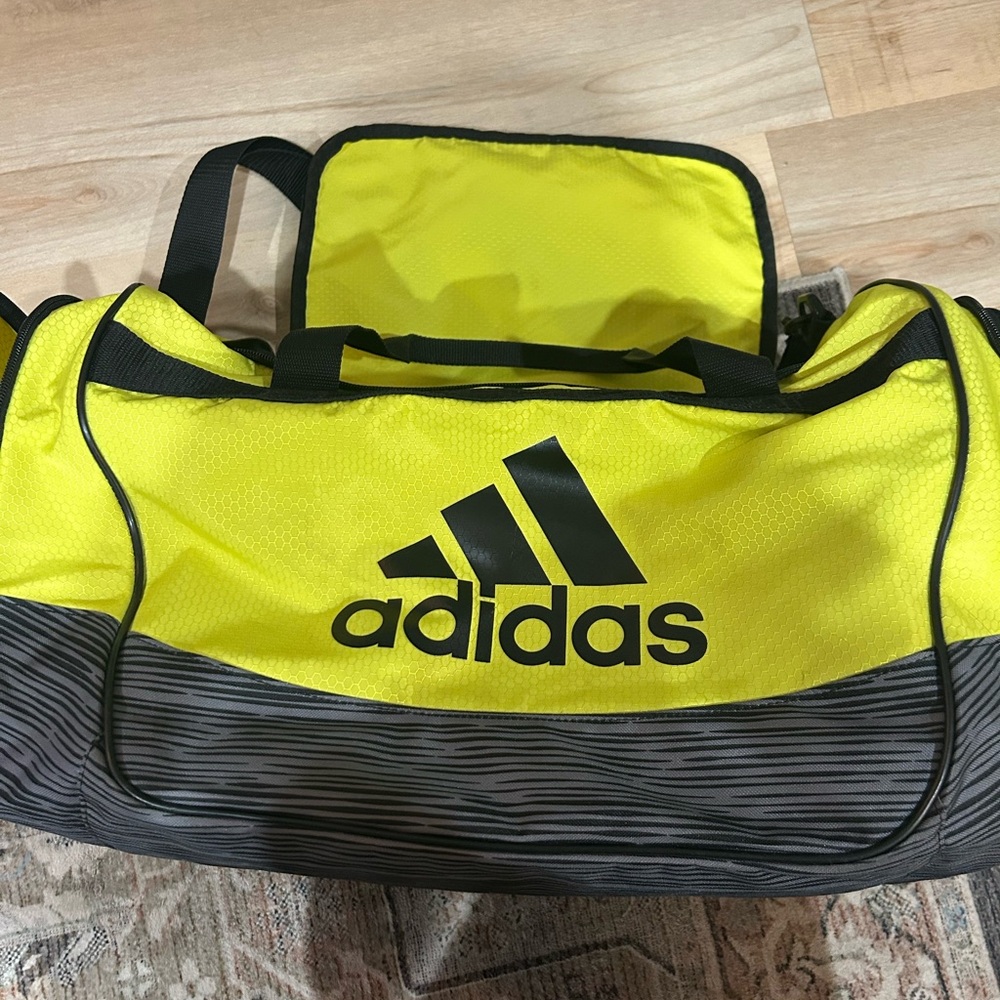 Adidas Black and Yellow Athletic Duffel Bag